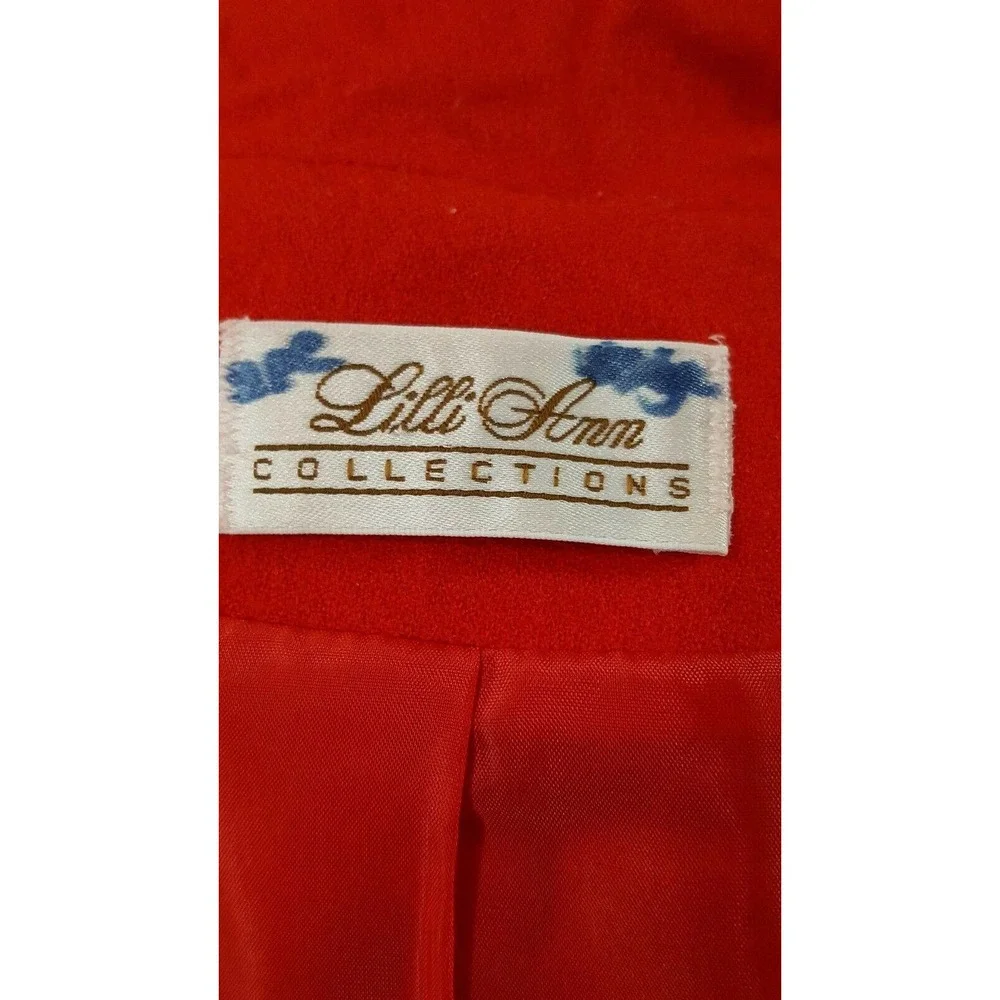 Lilli Ann Skirt Suit Womens M Red 80s Vintage Bomber Jacket Pencil Skirt ILGWU